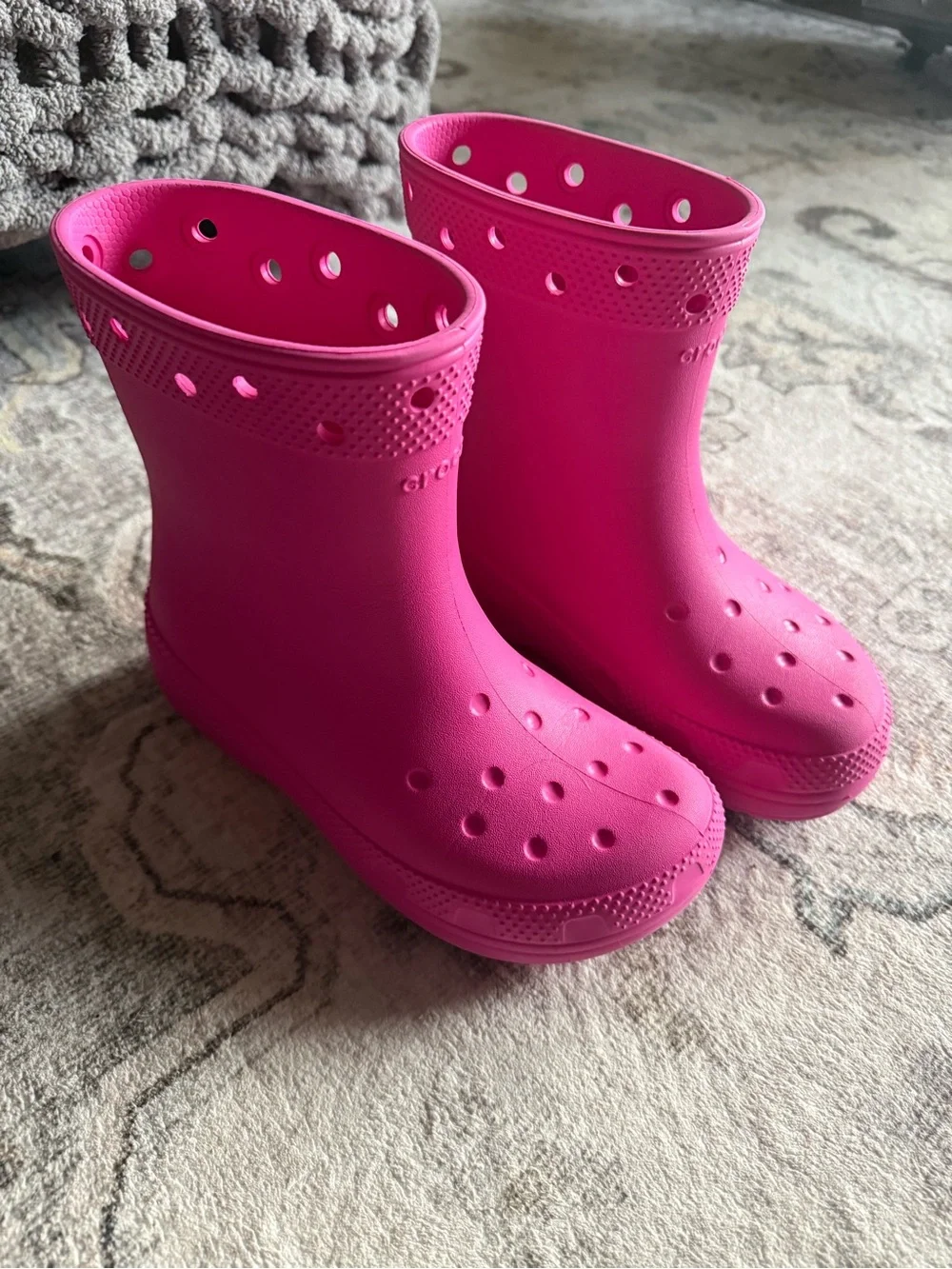CROCS Kids Hot Pink Waterproof Rain Boots